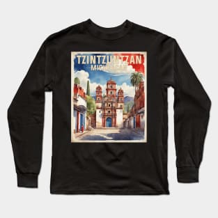 Tzintzuntzan Michoacan Mexico Vintage Tourism Travel Long Sleeve T-Shirt